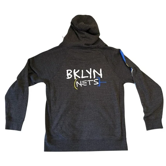 Brooklyn Nets BKLN Full Zip Hoodie Sportiqe Basquiat Style NBA Sweatshirt 2021 - Picture 2 of 8